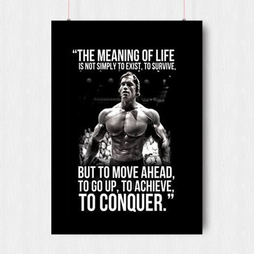 ARNOLD SCHWARZENEGGER POSTER CONQUER GYM MOTIVATION QUOTE A3 A4 SIZE