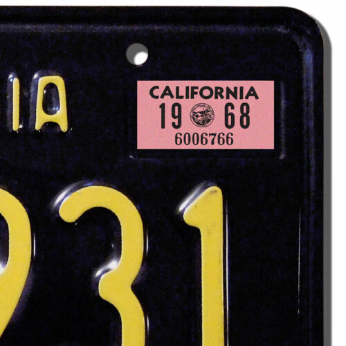 CA 1968 California Registration DMV License Plate Sticker CAL,Tag YOM 