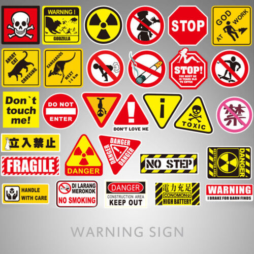 10//50PCS Warning Stickers Danger Waterproof Decal Sticker For DIY Laptop Luggage