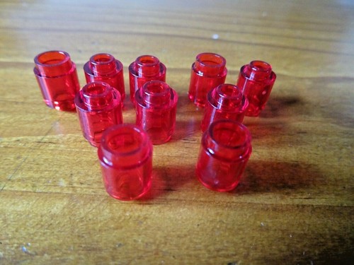 Nouveau Lego trans rouge 1 x 1 round bricks X 10 Open Stud Partie 3062b