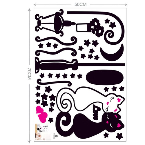Black Couple Cat Removable Wall Decal Stickers Art Home Decor Living Room DIY SY