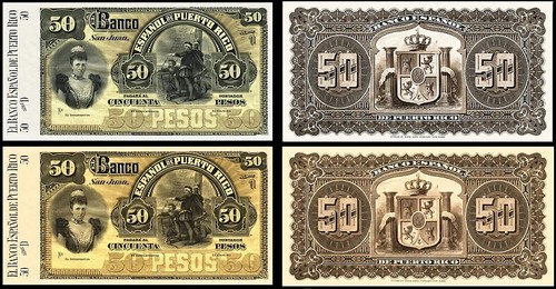 2 PUERTO RICO 50 PESOS 1894 BANKNOTES !NOT REAL! !COPY