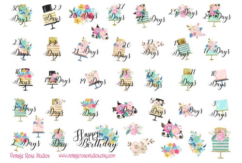 Anniversaire compte à rebours Planner Stickers Daily /& Décoratif pour tous les types Planner