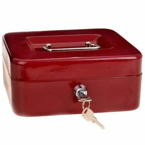 Cassetta Sicurezza Porta Contanti 20x16x9CM Metallo Vassoio Estraibile 2 Chiavi