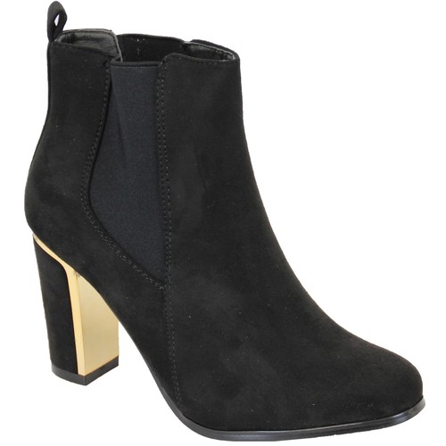 Ladies Chelsea Boots Womens Kelsi Shoes Suede Look Block Heel Snake Effect Party