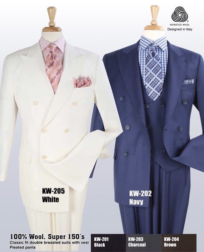 Apollo King Men/'s 100/% Worsted Wool Hand Tailored Platinum Edition DB 3 Pc Suit