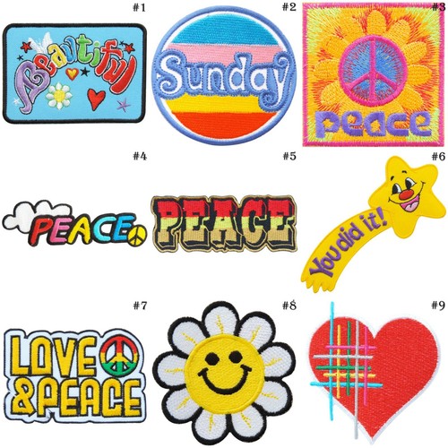PEACE LOVE dimanche Tournesol Fleur Happy années 70 Hippie Boho iron on patches #10