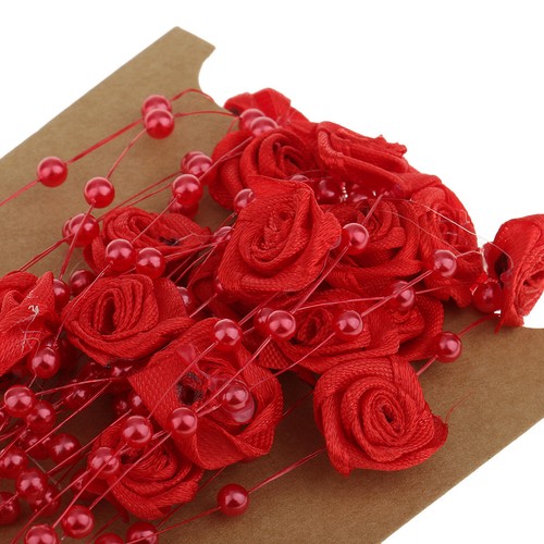 5m Fishing Line Pearl Bead Flower Chain Garland Wedding Festival Decor Red