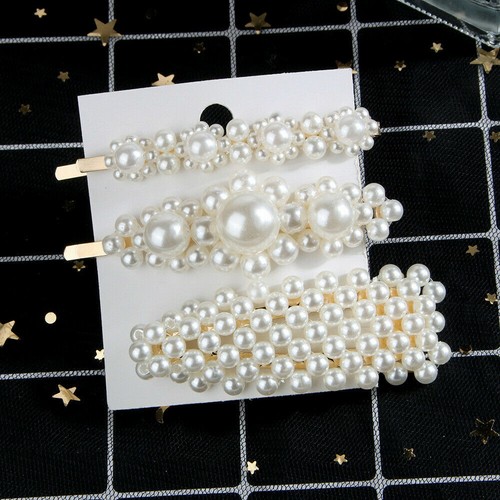 Elegant Pearl Barrettes Hair Clip Pearl Hairpin Headdress for Women Girls Gift