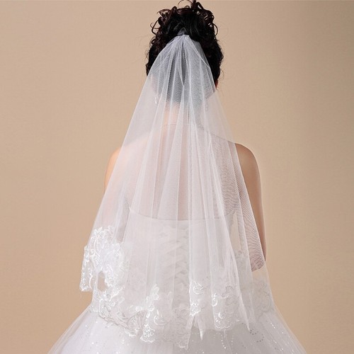 1.5M Blanco Marfil Boda Nupcial Accesorios De Encaje Borde Velo Noche Boda Fiesta