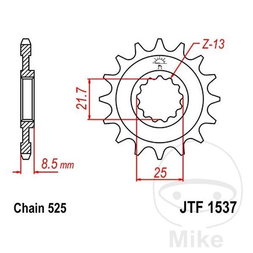 JT Front Sprocket 17T 525 Pitch JTF1537.17 Kawasaki Z 900 B ABS 2017
