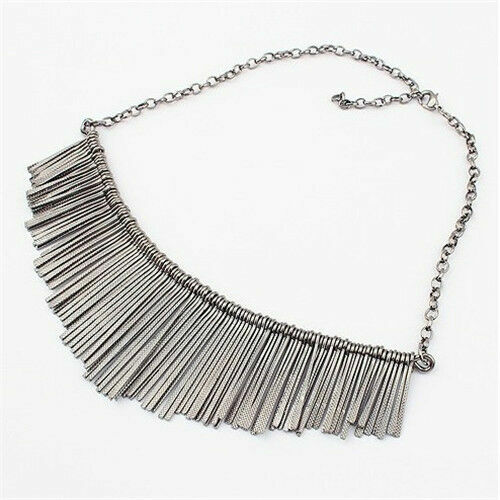 Women Fashion Jewelry Pendant Chain Crystal Choker Chunky Statement Bib Necklace