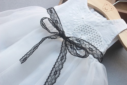 Summer Newborn Baby Girls Button Bow Lace Net Yarn Princess Tutu Dress Clothes