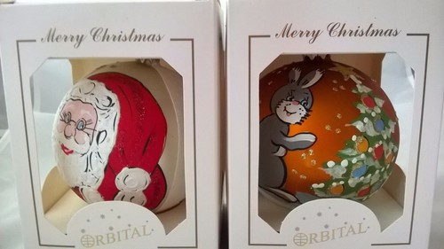 2 grande 10 cm Boules De Noël Verre Décorations De Noël peinte