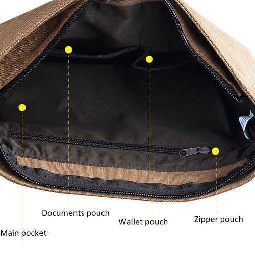 DGY 14/" Laptop Bag Canvas Leather Messenger Bag for Men School Bag Briefcase