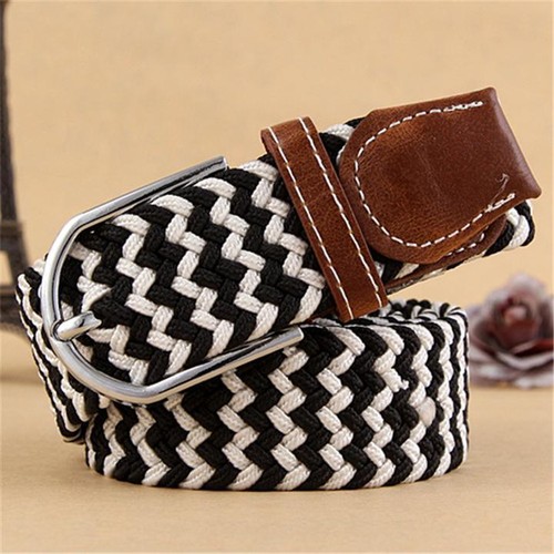 Men Leather Elastic Braided Stretch Pin Buckle Waist Low Profit Belt Nickel-Free