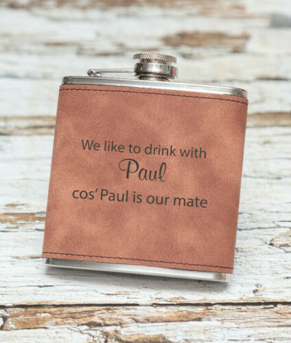 UK Exclusive Seller! Personalised Brown//Black Hip Flask Engraved Free!!