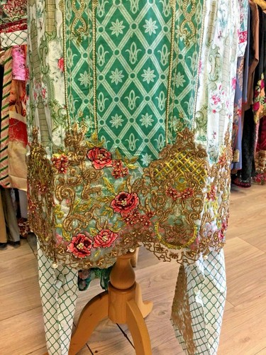 Partito indiano//pakistano indossare Mehndi Stampa Floreale Shalwar Kameez GRATIS P/&P