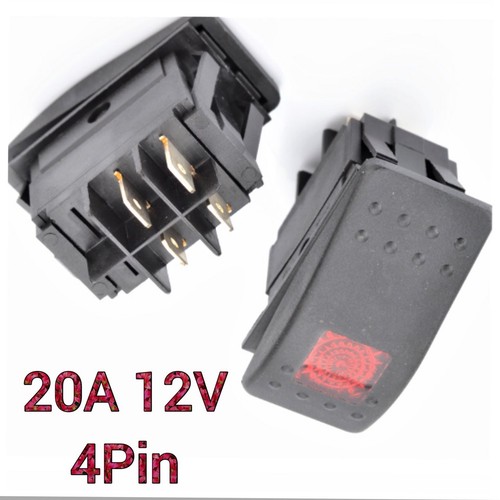3Pcs 4 Pin Waterproof 12V 20A Bar Rocker Toggle Switch LED Light Car Boat