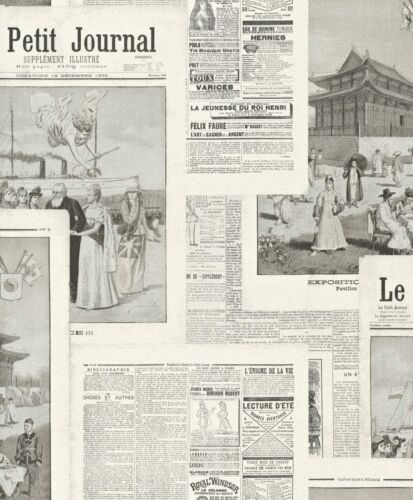 Rápidamente vliestapete periódico páginas francés 526516 vintage negro-blanco crema 