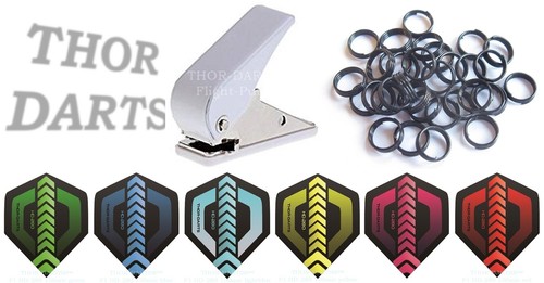 Federringe Schaftringe schwarz silber gold THOR Flights Darts Flight Locher