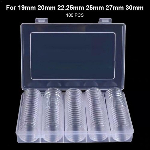 100pcs 30mm Coin Case Capsules Holder Storage Organizer Box Collection Supplies