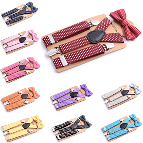 UK Cute Braces Suspender And Bow Tie Set For Baby Toddler Kids Boys Girls Child