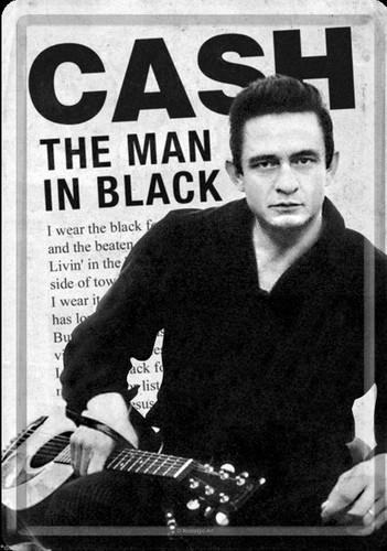 Metallschild Blechpostkarte 10 x 14 cm Johnny Cash The Man in Black Rockabilly