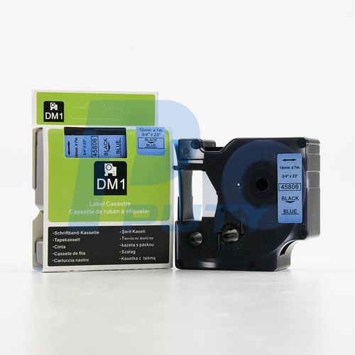 2PK Compatible for DYMO D1 45806 Black on Blue Addhesive Label Tapes 19mm x 7m