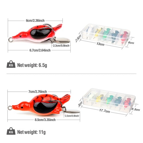 5pcs Fishing Lure Artificial Duck Soft Bait Sinking Fishing Wobblers Frog Lure