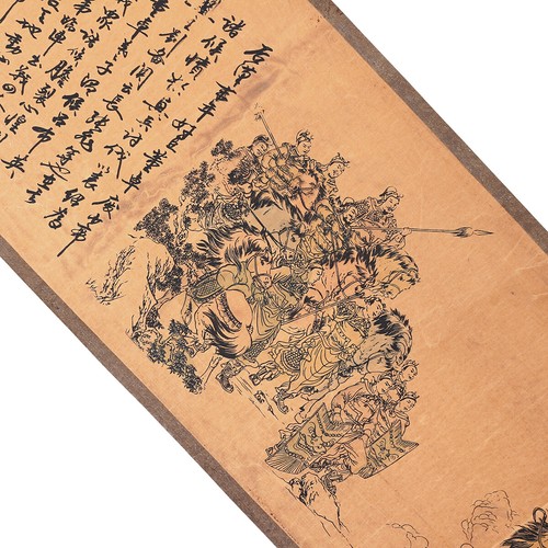 Old Chinese Silk Paper Three Heroes Fought Against Lvbu Scroll