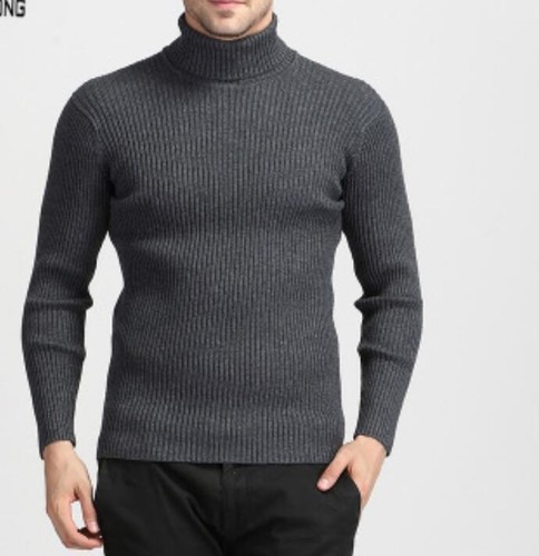 2019Men Slim Long Sleeve Pullover Cardigan Casual Turtleneck Knit Shirt Sweater