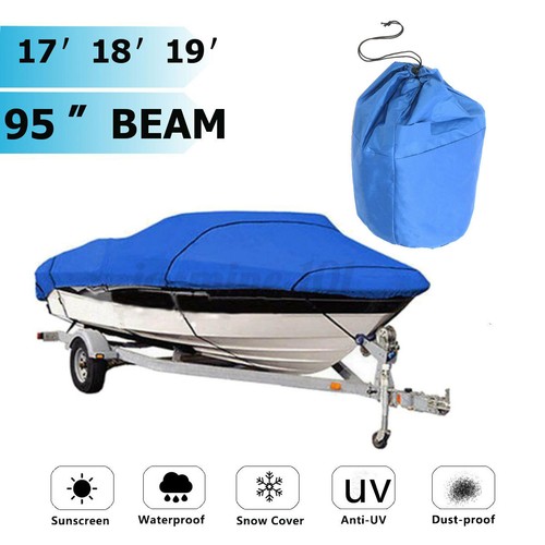 V-Rumpf Bootspersenning Bootsabdeckung Bootsplane Blau Wasserdicht 210D 17/"-19/"