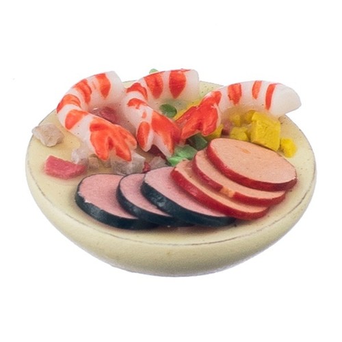 1:12 Seafood Salad On A Plate Dolls House Miniature Food Accessory P9Y1