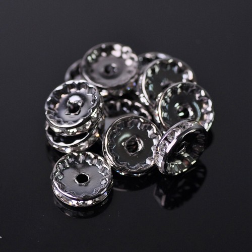 30pcs 12 mm Washer Tchèque Verre Cristal Strass Métal Loose Spacer Beads Lot