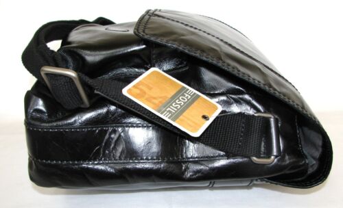 NEW FOSSIL GRANT BLACK LEATHER E//W MESSENGER LAPTOP+CROSSBODY MENS E//W BAG