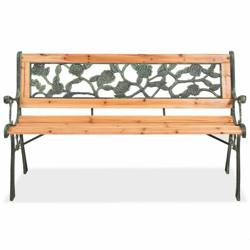 Nostalgische Gartenbank Bank 122 cm Holz Sitzlehne Eisenrahmen Patio PVC NEU