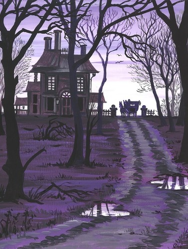 1.5x2 DOLLHOUSE MINIATURE PRINT OF PAINTING RYTA 1:12 SCALE HALLOWEEN LANDSCAPE