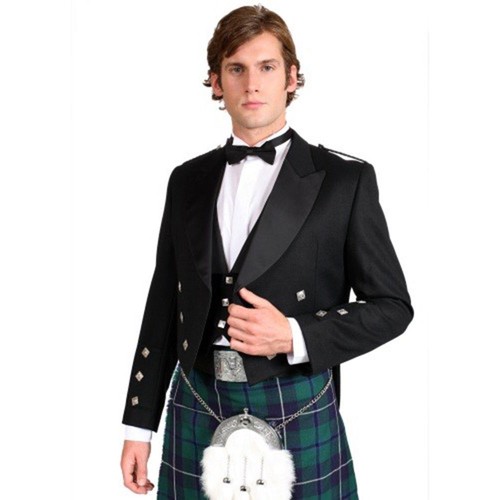 Prince Charlie Kilt Jacket With Waistcoat//Vest Satin lapels