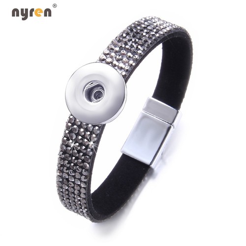 Multi Rhinestone Snap Charms Bracelet Fit 18mm Snap Button Snap Jewelry 0655