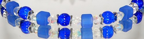 Armband Würfel Cube Glas Perlen crash blau dunkelblau silber 018a