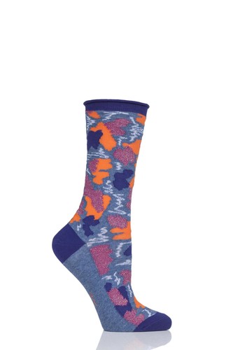 Ladies 1 Pair Burlington Painted Camouflage Cotton Socks