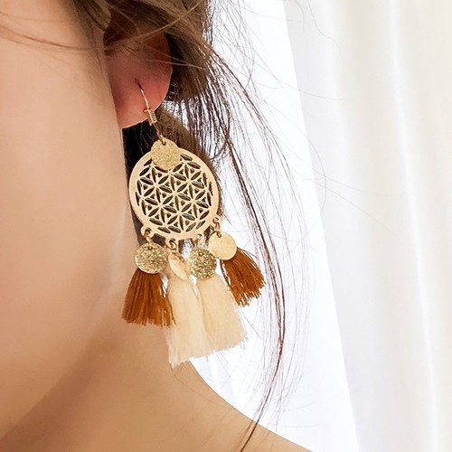 Bohemian Alloy Rope Straw Tassel Drop Dangle Long Fringe Earrings Women Jewelry