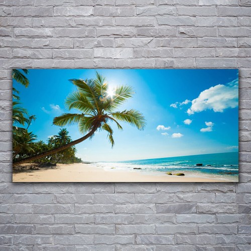 Glasbilder Wandbild Druck auf Glas 120x60 Palme Strand Meer Landschaft