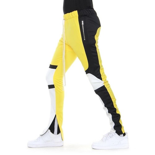 Men/'s Side Ankle Zipper Slim Color Block Motocross Techno Track Pants New EPTM