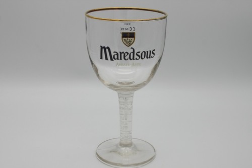 Belgium Breendonk Maredsous Gold Rim Stemmed Goblet Beer Glass 330 ml