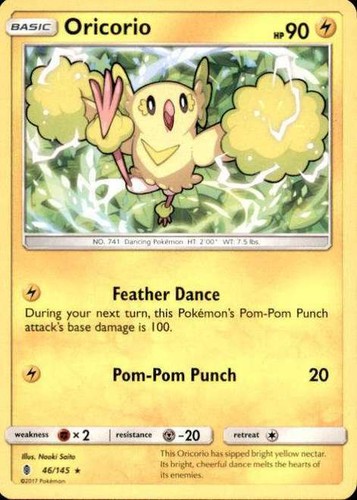 2x Pokemon Guardians Rising Oricorio 46//145 Rare Card