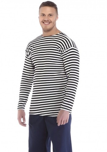 Russian Telnyashka Navy Marines Striped Black T-shirt long sleeve 100/% cotton