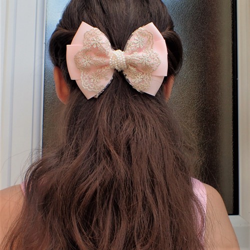 GIRLS BOWS BOUTIQUE HAIR CLIP PIN ALLIGATOR CLIP GROSGRAIN RIBBON LACE PEARL BOW