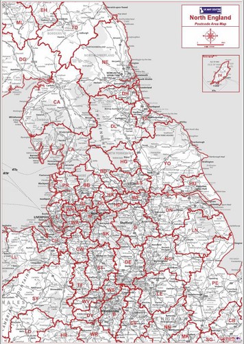 Postcode Area Map 3 Northern England